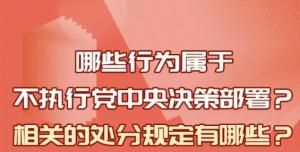 【學(xué)習(xí)在線】哪些行為屬于不執(zhí)行黨中央決策部署？相關(guān)處分規(guī)定是什么？